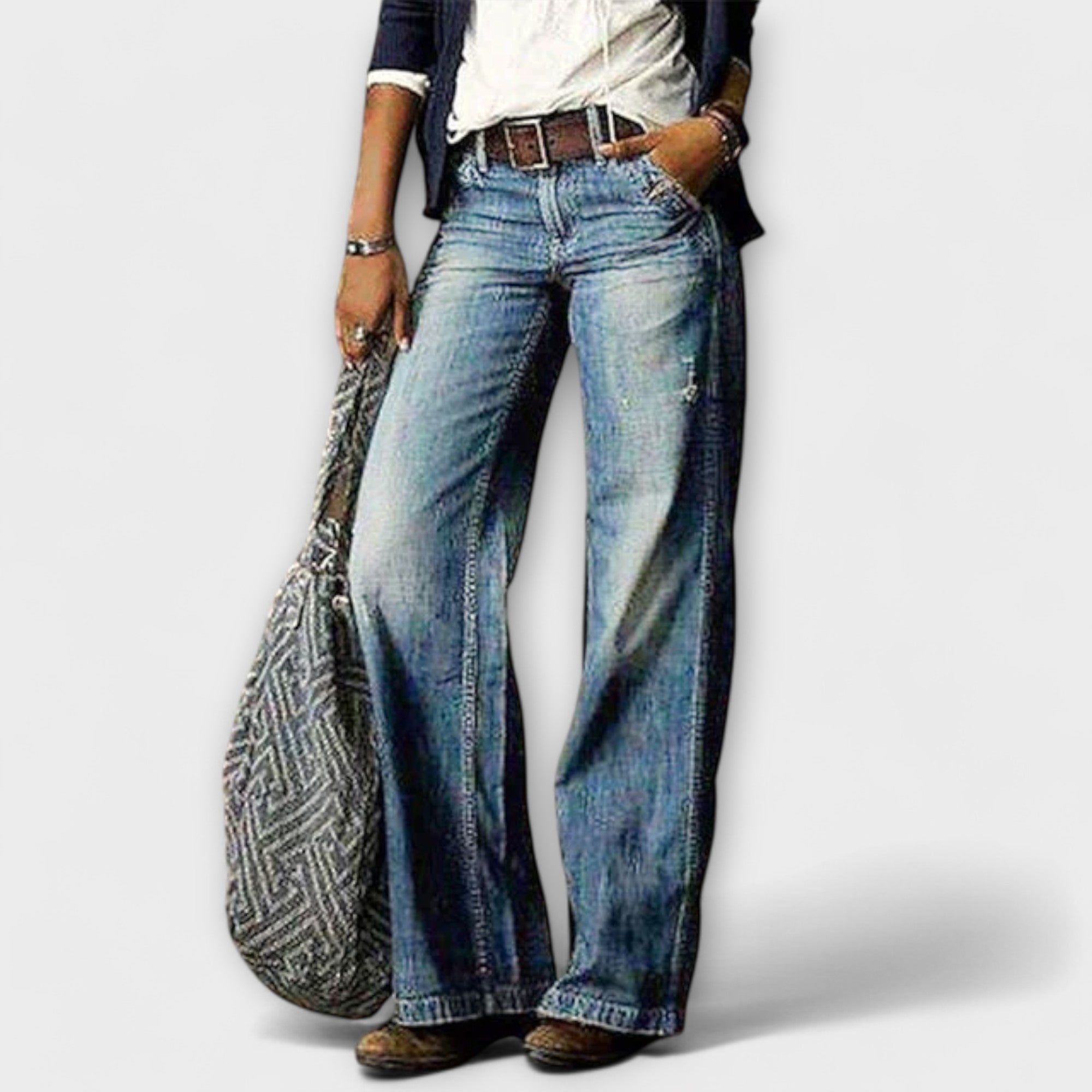 Cess - Denim Pants with Wide Legs